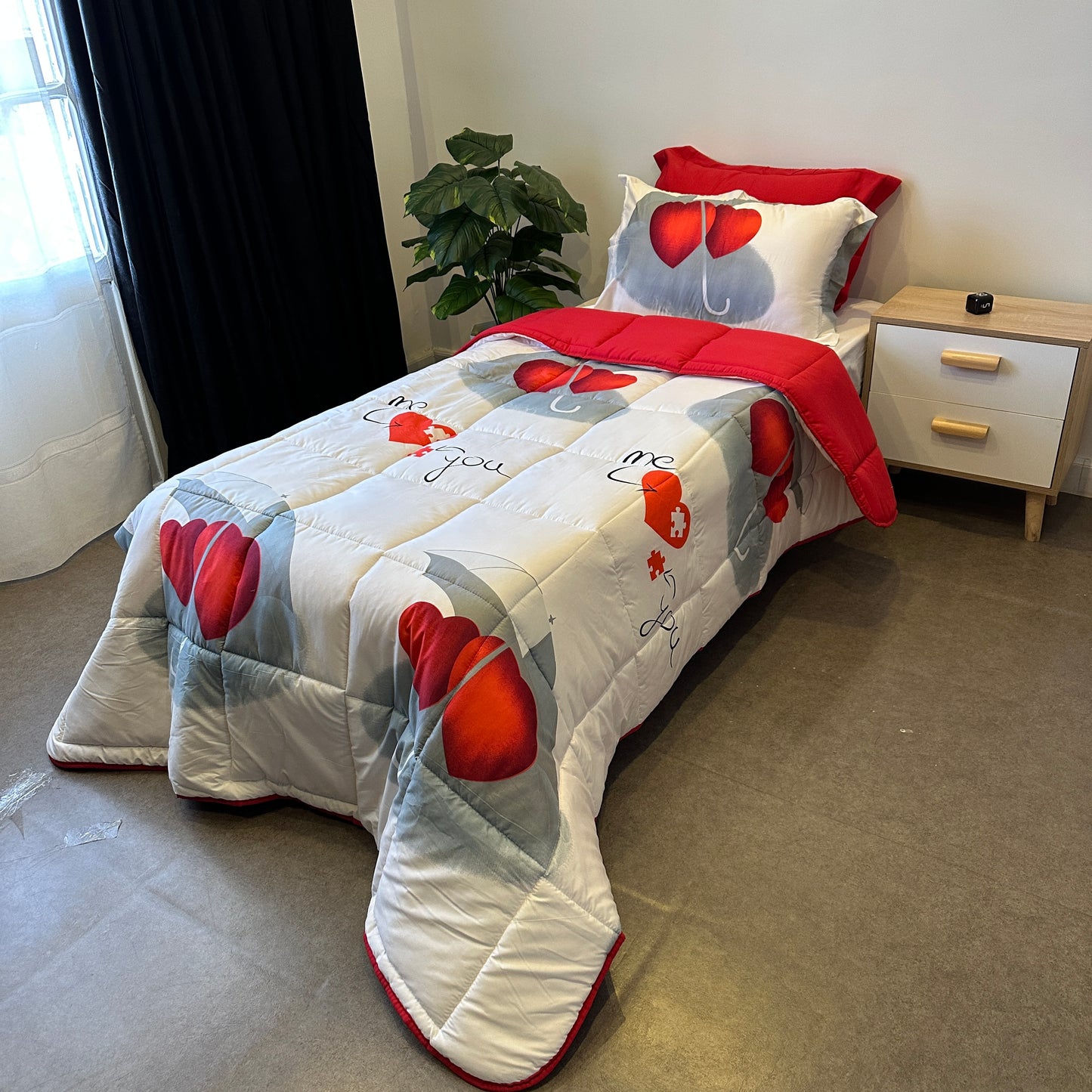 Couette 1 Place - Rouge Romance