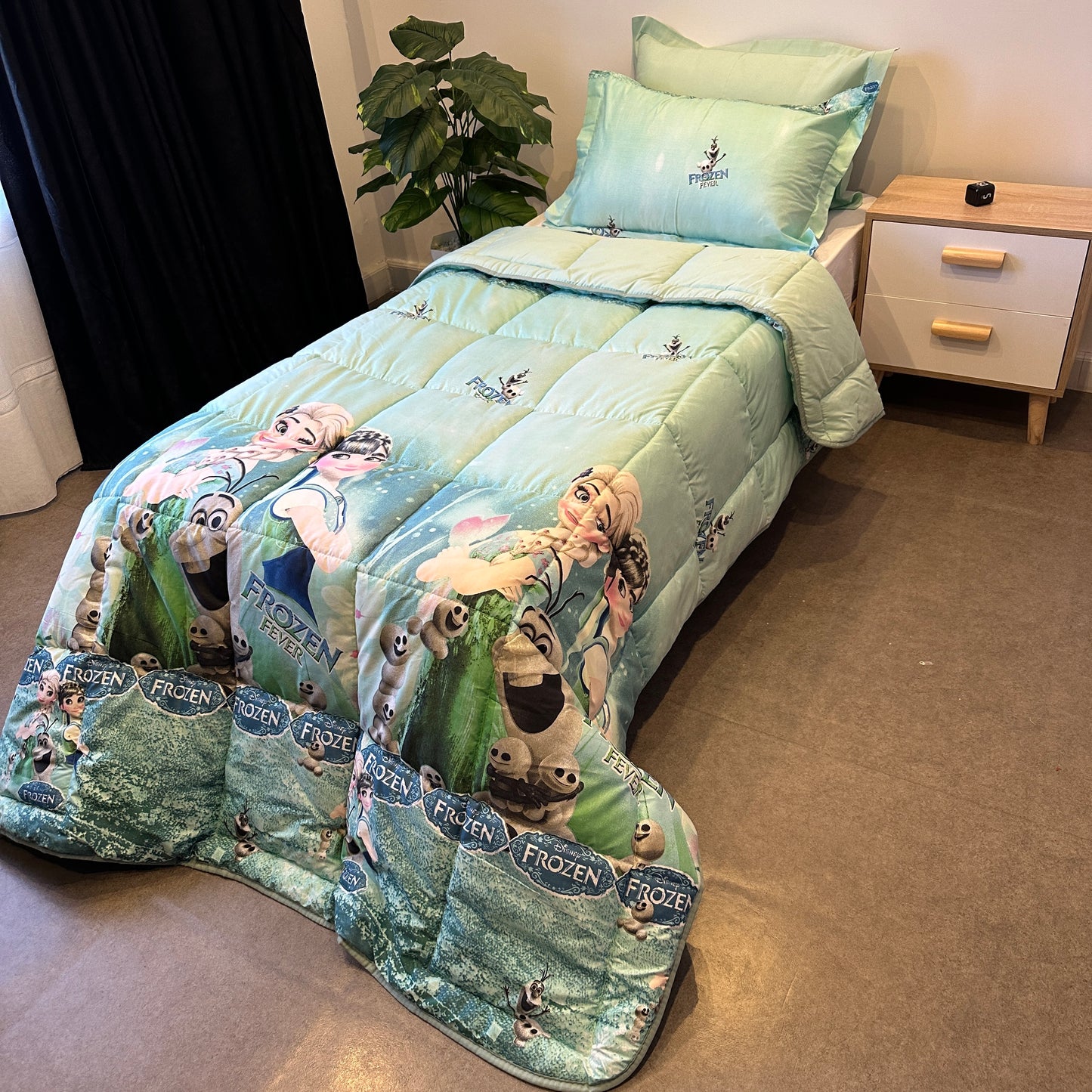 Couette 1 Place - Reine des Neiges Bleu-Glacier