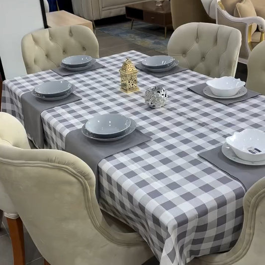 Set de table à carreaux gris - طقم طاولة  مربعات رمادية